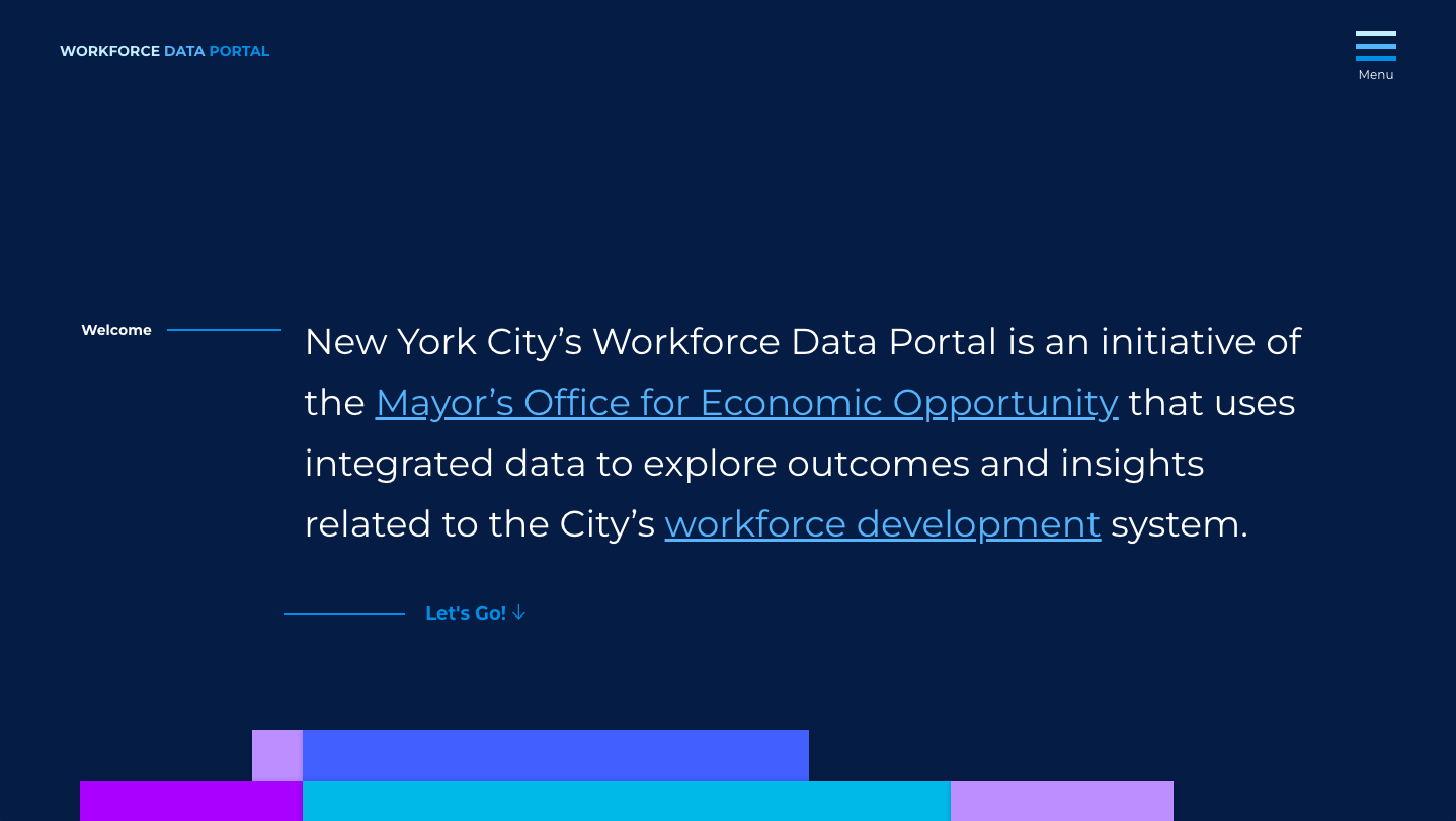 A screenshot of the Workforce Data Portal
